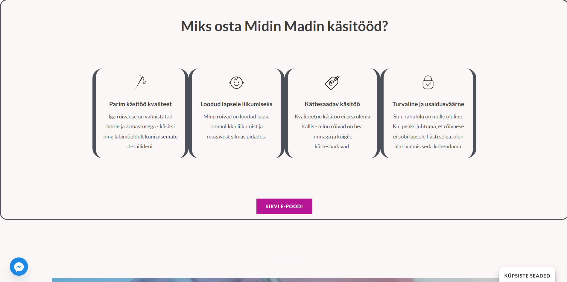 WordPress E-poe disaini näidis MariNet veebilahendused